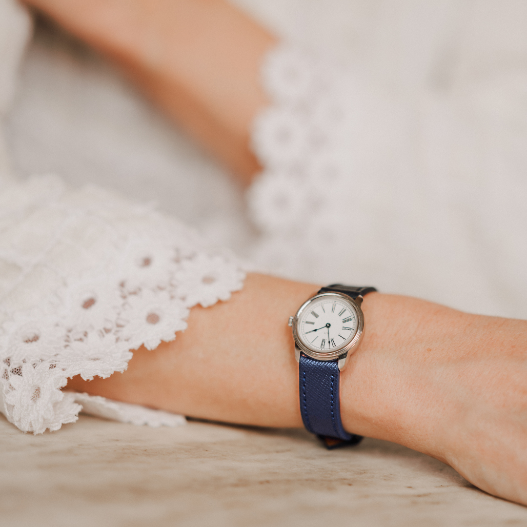 Saffiano Leather Strap in Oxford Blue