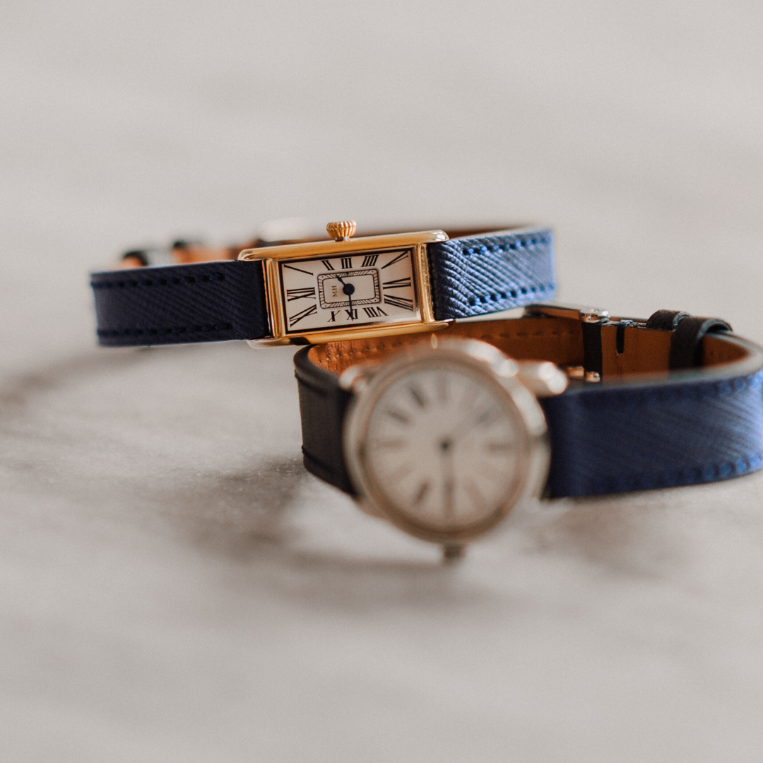 Saffiano Leather Strap in Oxford Blue