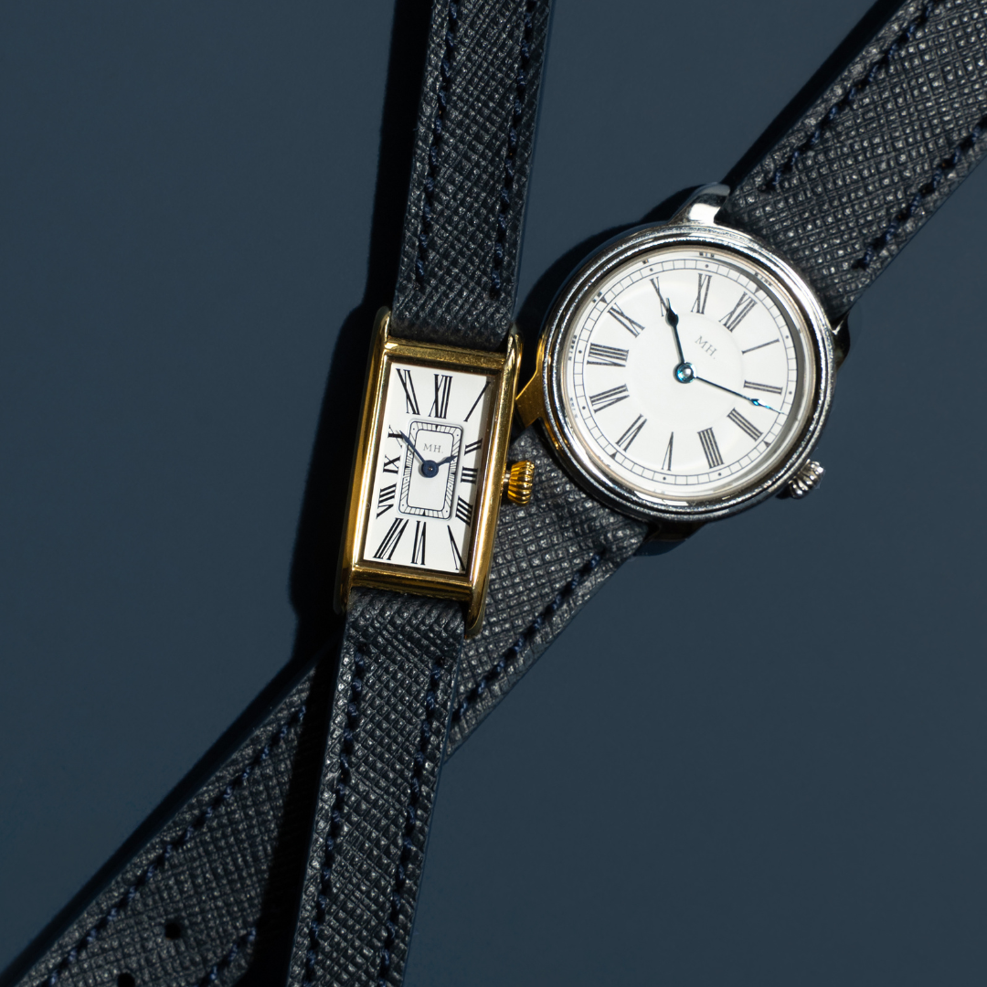 Saffiano Leather Strap in Oxford Blue