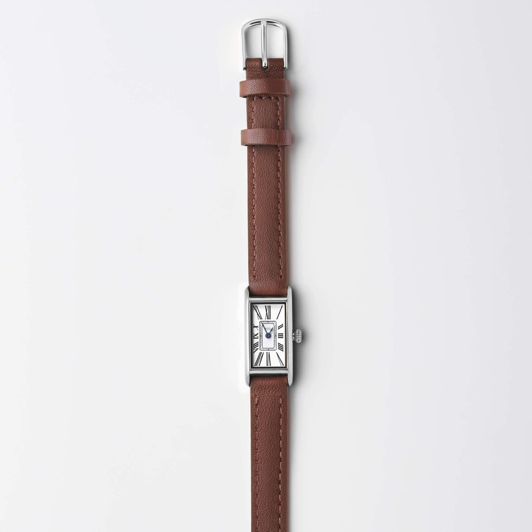 Kimsey Watch in Brown Leather “Double Wrap” Strap and silver hardware