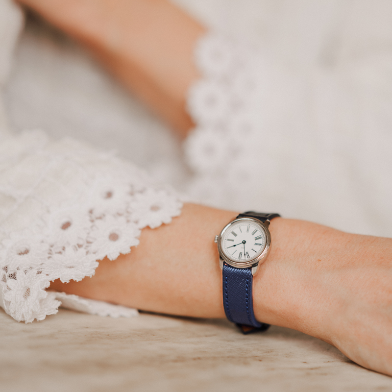 Saffiano Leather Strap in Oxford Blue