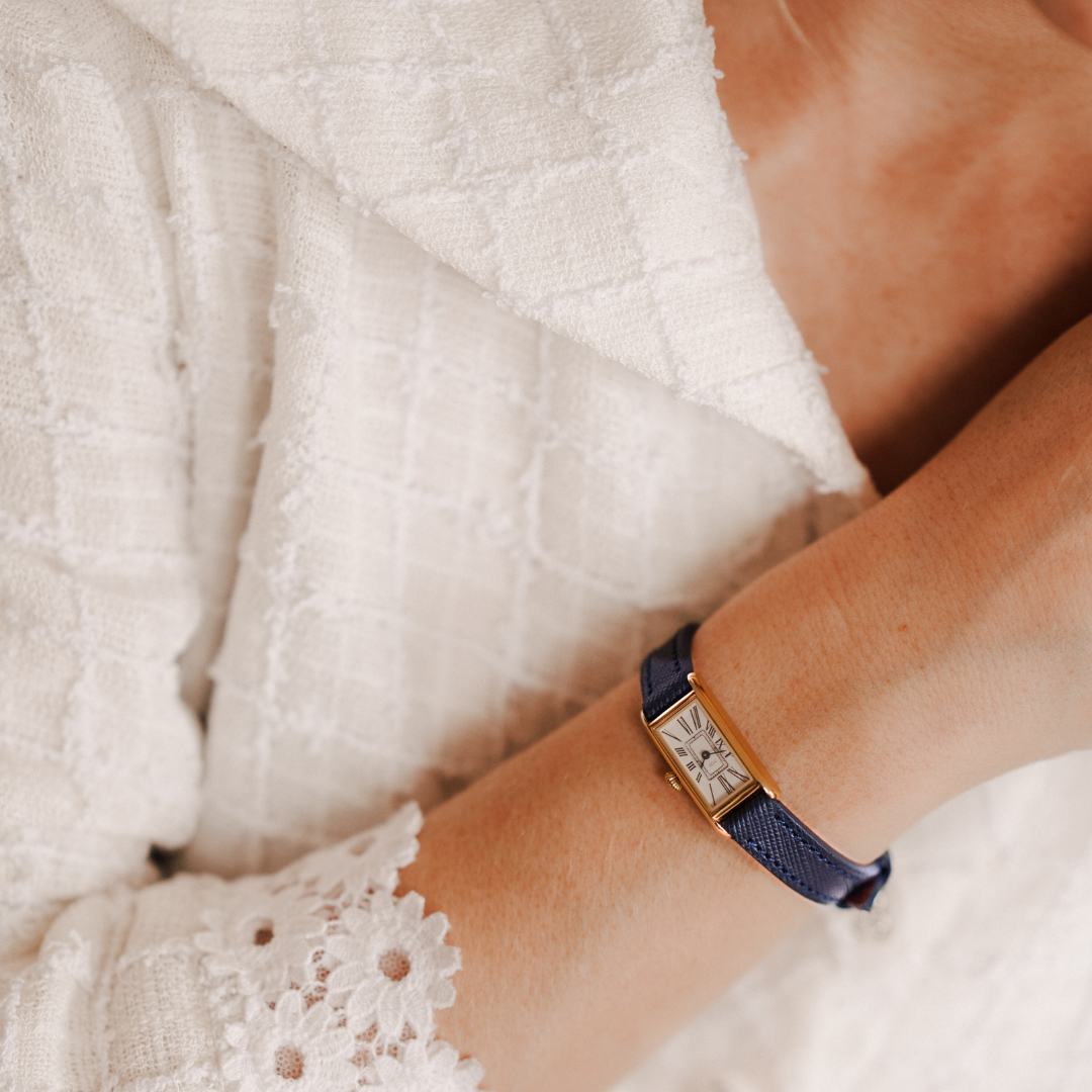 Saffiano Leather Strap in Oxford Blue