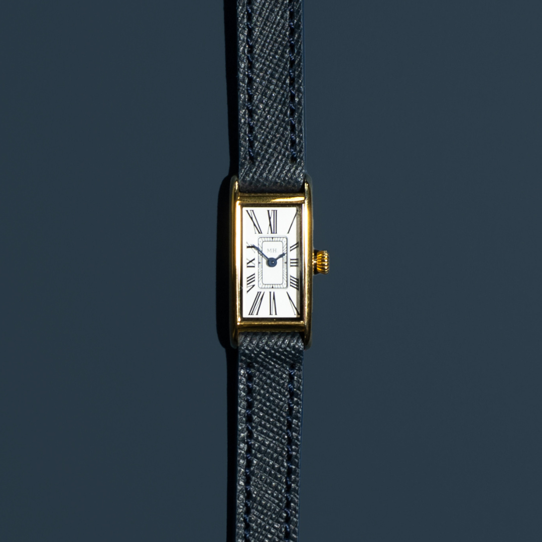 Saffiano Leather Strap in Oxford Blue