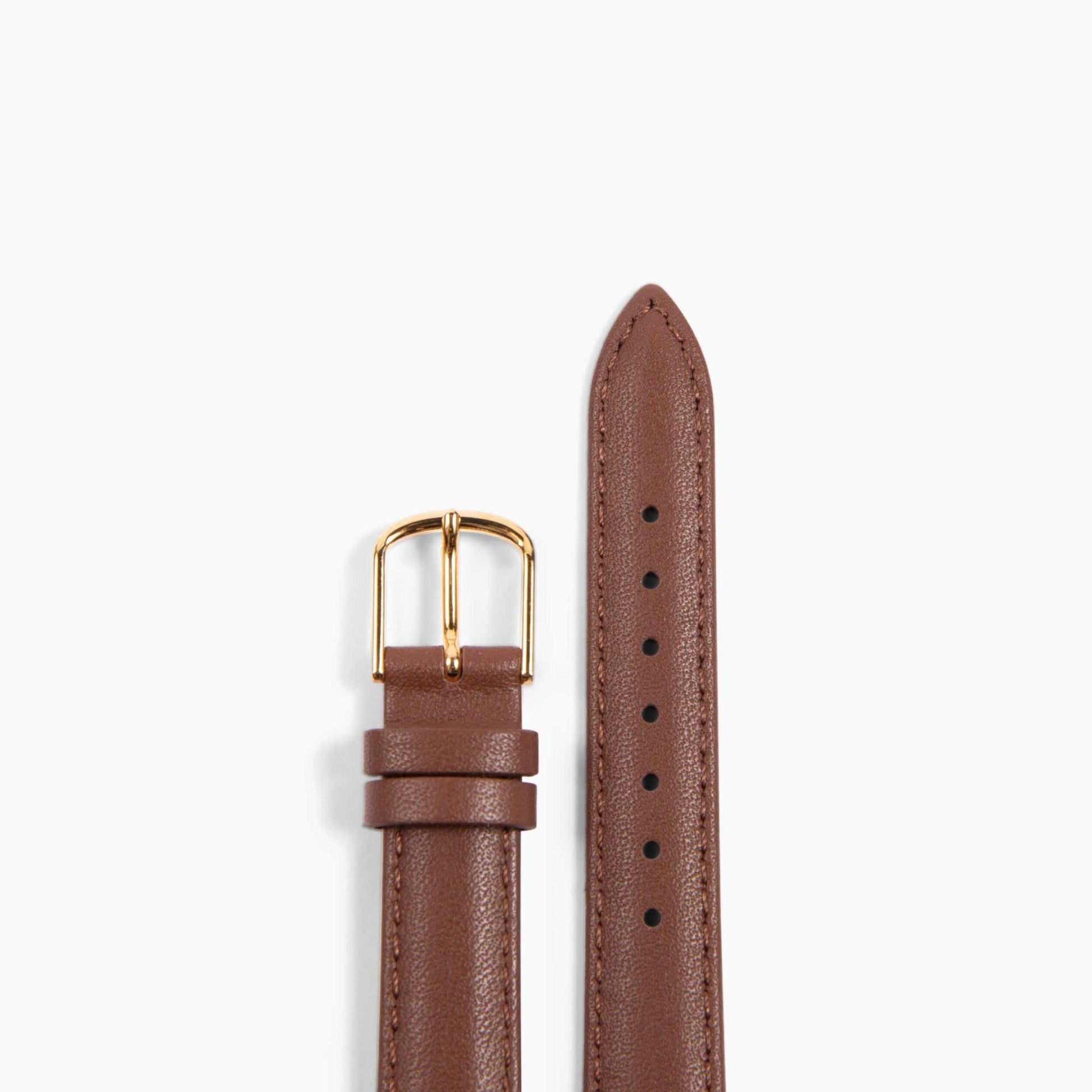 Brown Leather Strap with gold hardware