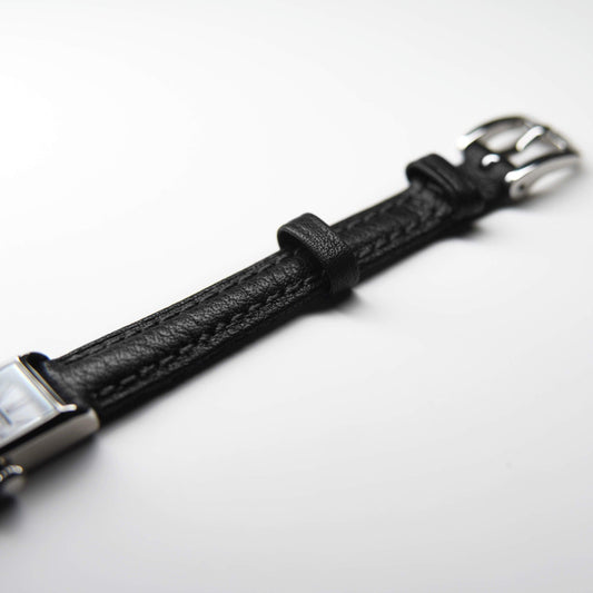 kimsey watch in black premium leather strap