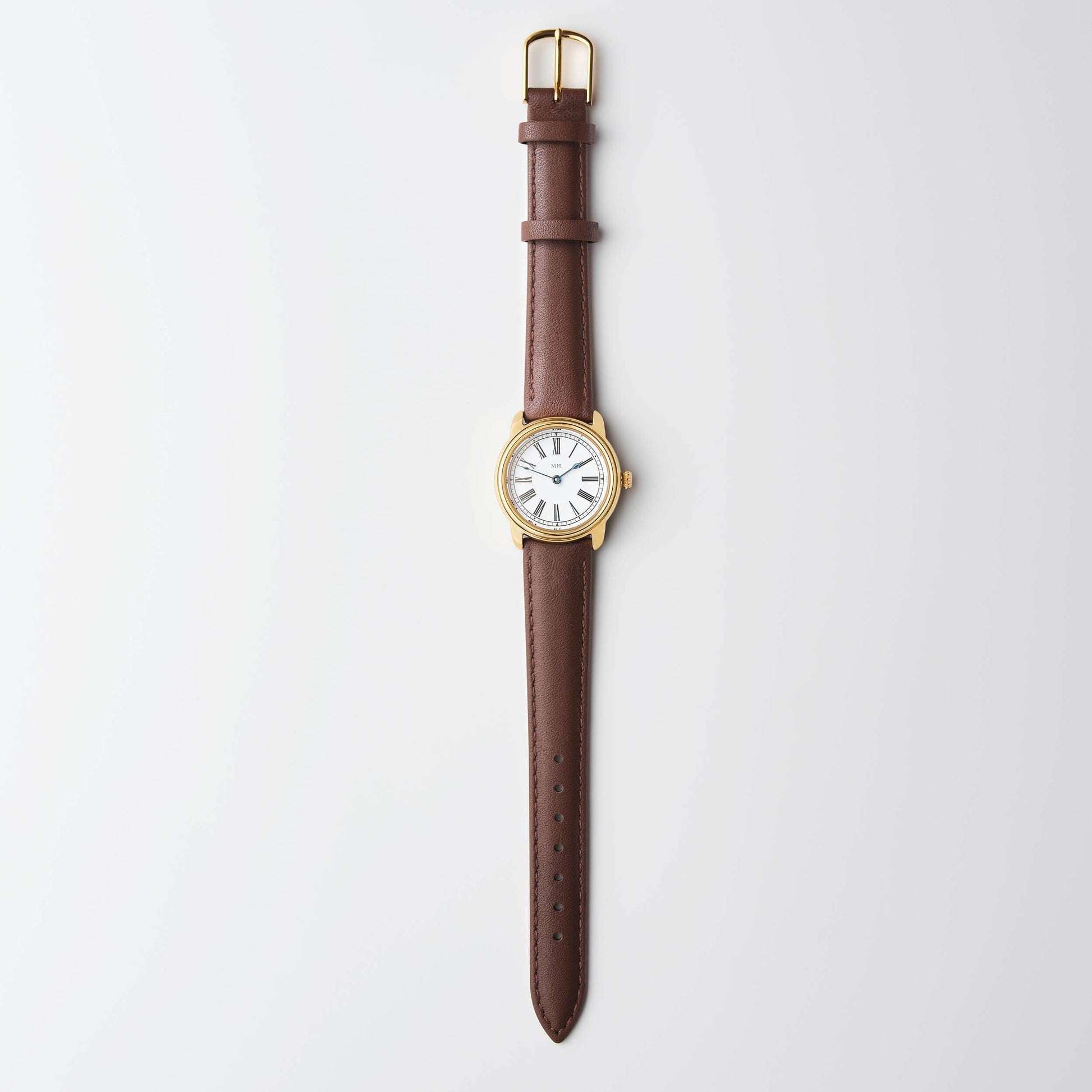 Harriet Watch in gold with Brown Leather Strap