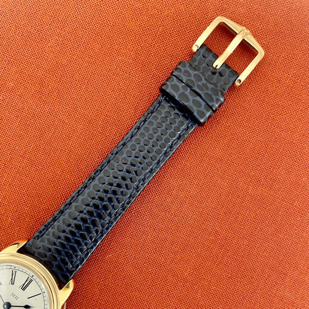 Harriet Strap: Navy Lizard-Embossed Leather - March Hare